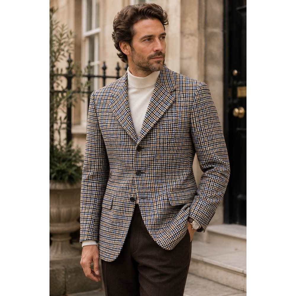 Vintage‎ Chester Barrie England Wool Houndstooth Sport Coat Blazer 44S George